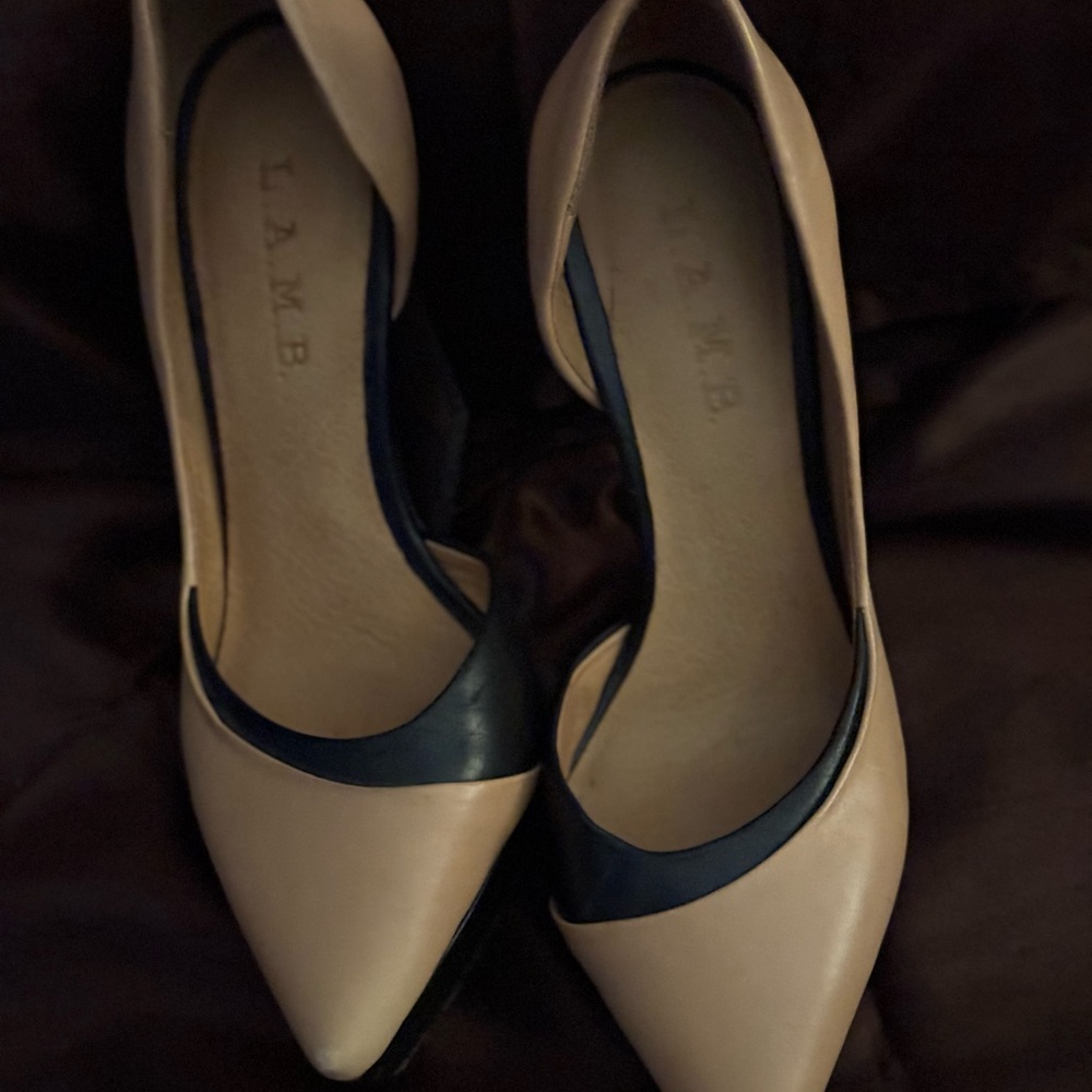 L.A.M.B. Women's Cream and Black Heels